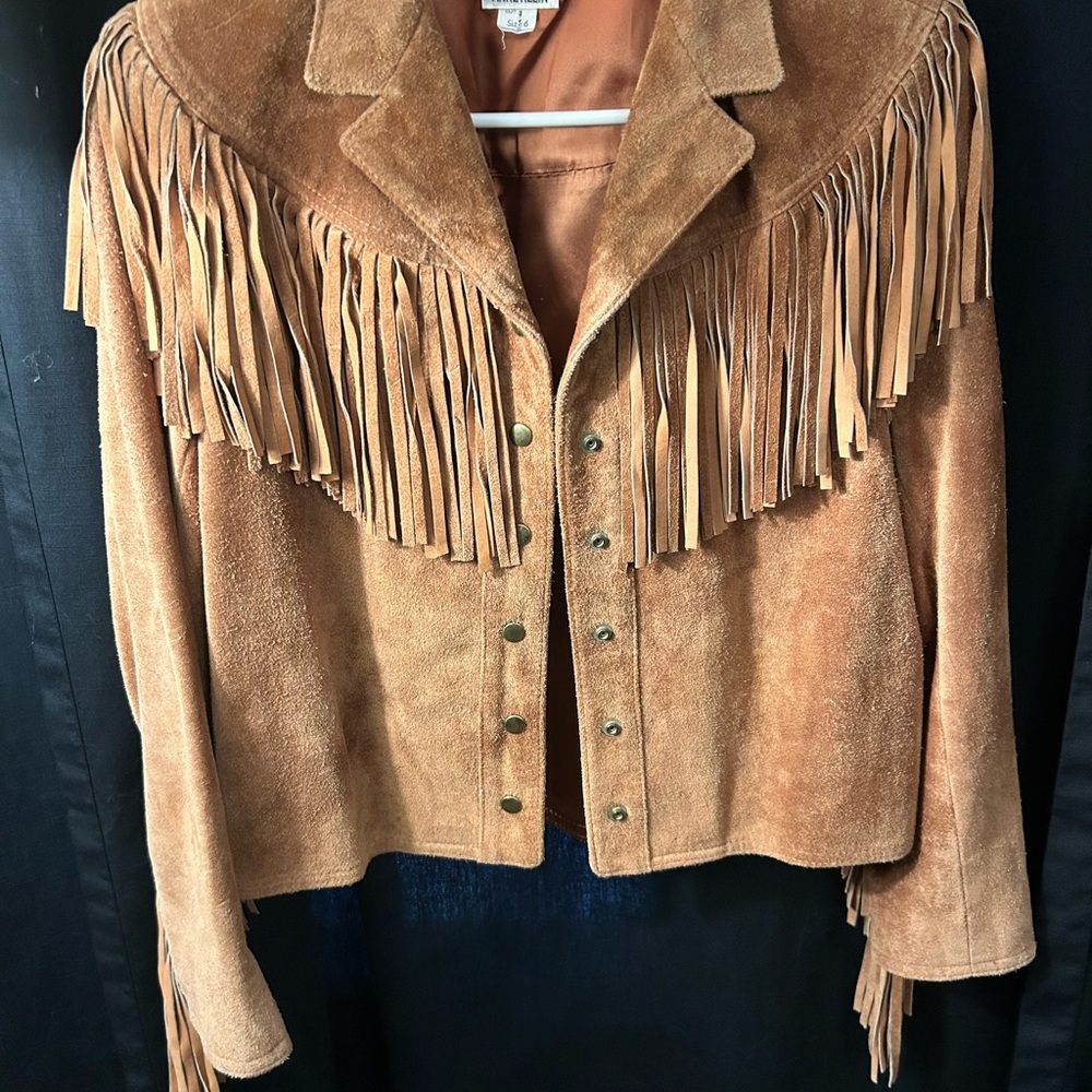 Vintage Anne Klein fringe suede jacket